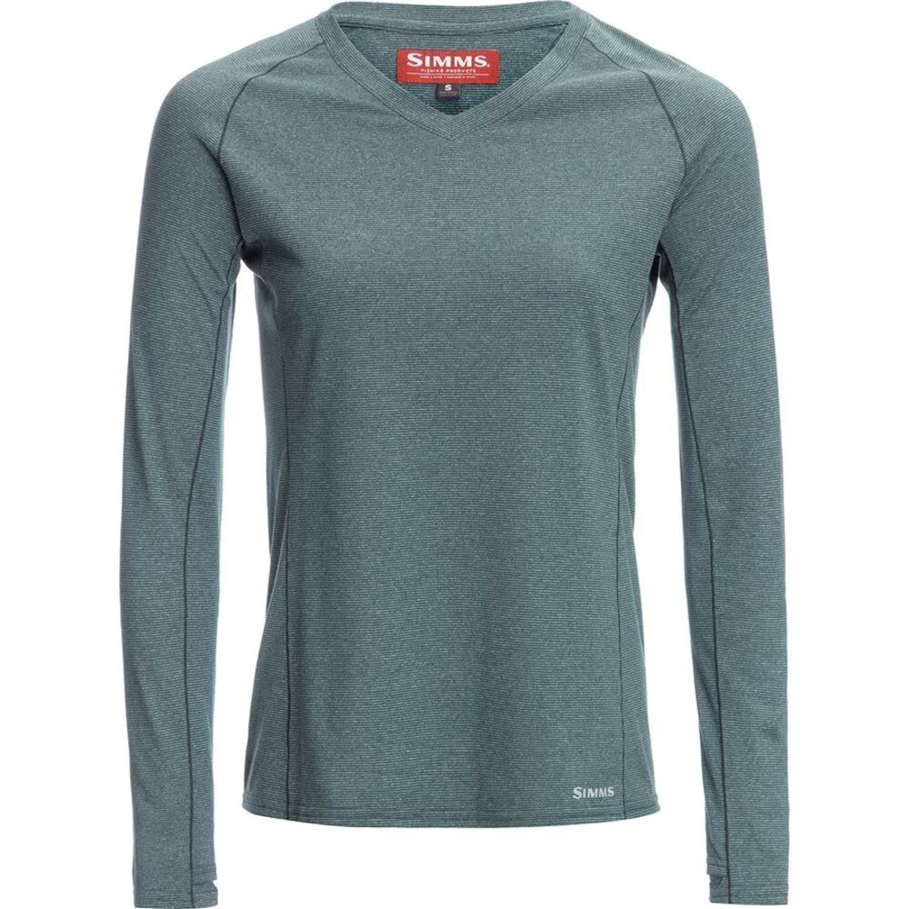 Simms Drifter Tech Long Sleeve V Neck Performance Top Womens XL Blue Fishing